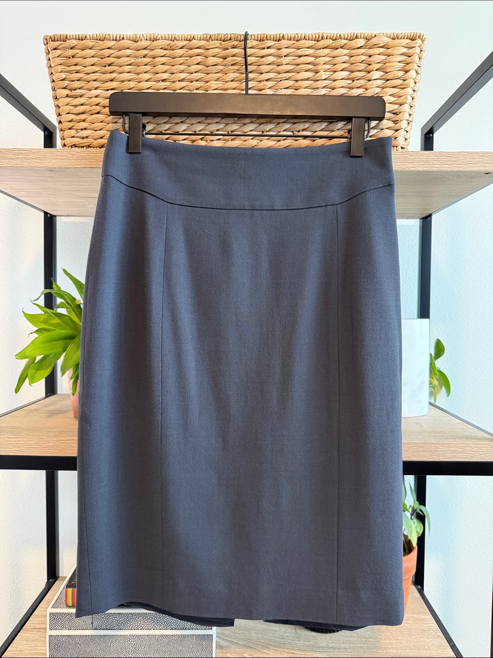 Ann Taylor Wool Blend Woven Gray Career Pencil Skirt, 6